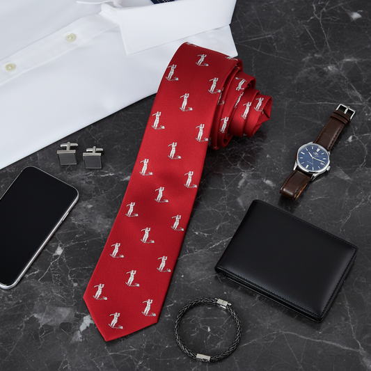 Classic Golf Theme Woven Microfibre Tie