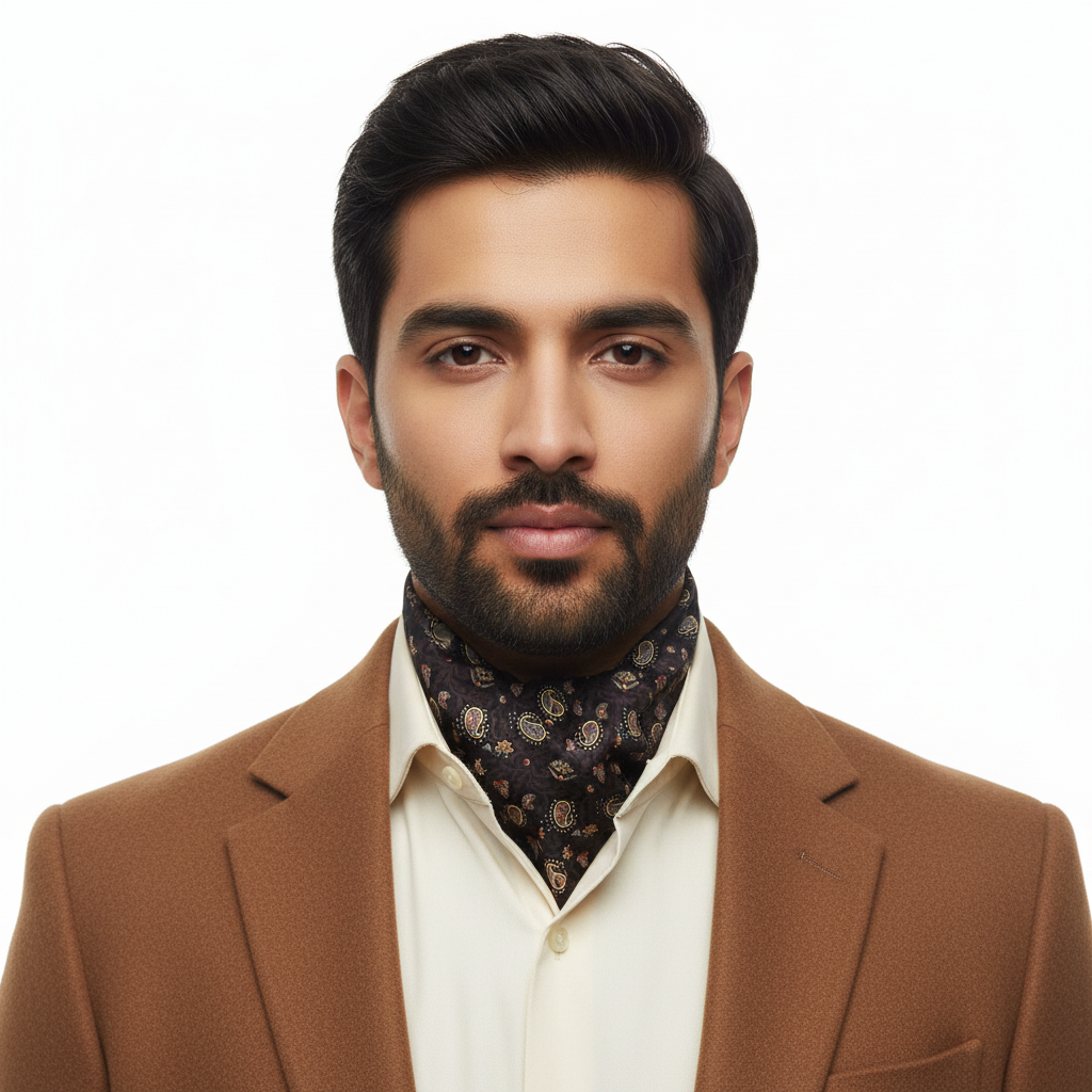Spartan Silk Cravat Dark Brown Paisley