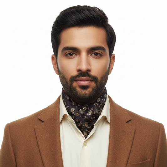 Spartan Silk Cravat Dark Brown Paisley