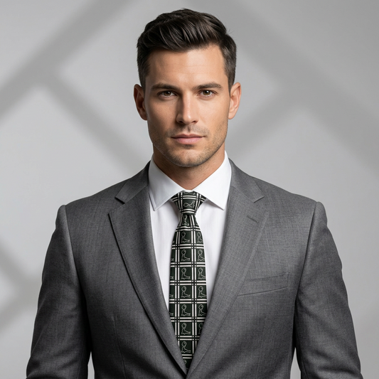 Black Check Playful Seal Silk  Tie