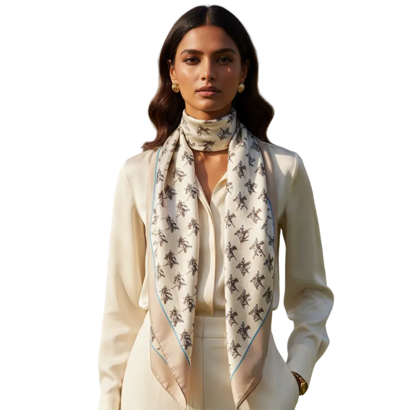 Polo Print Ladies Pure Silk Scarf