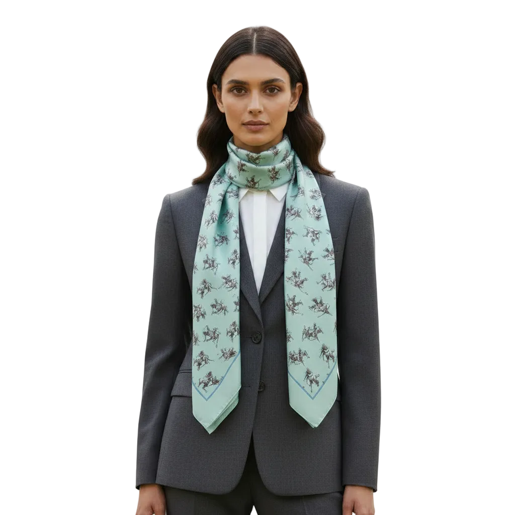 Polo Print Ladies Pure Silk Scarf