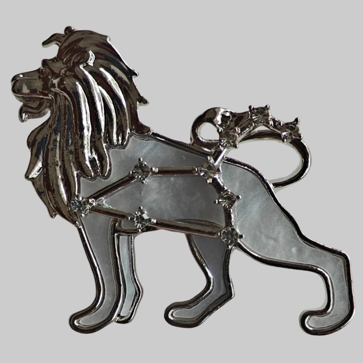 Silver Lion Unisex Brooch