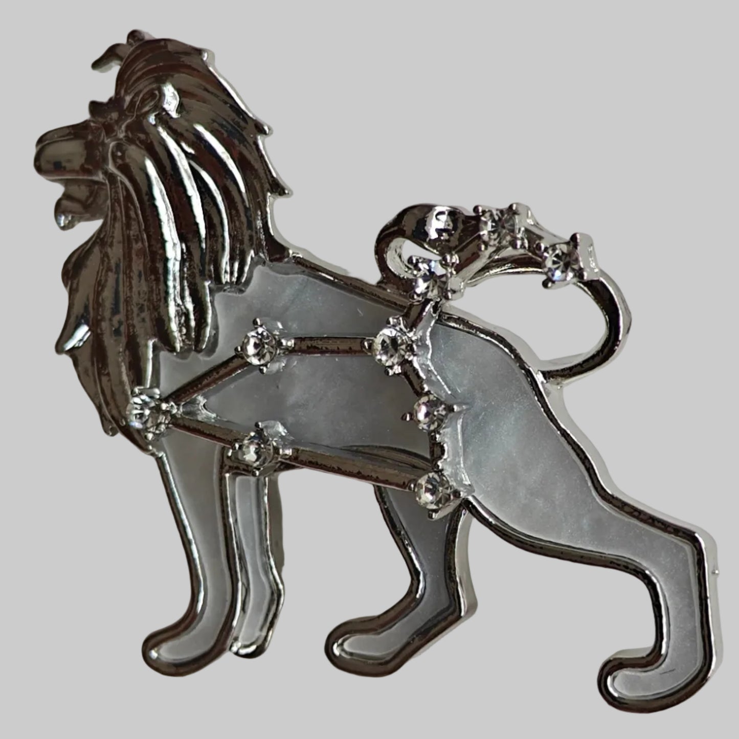Silver Lion Unisex Brooch