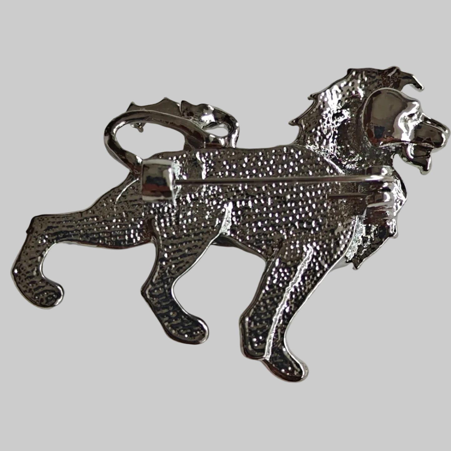 Silver Lion Unisex Brooch