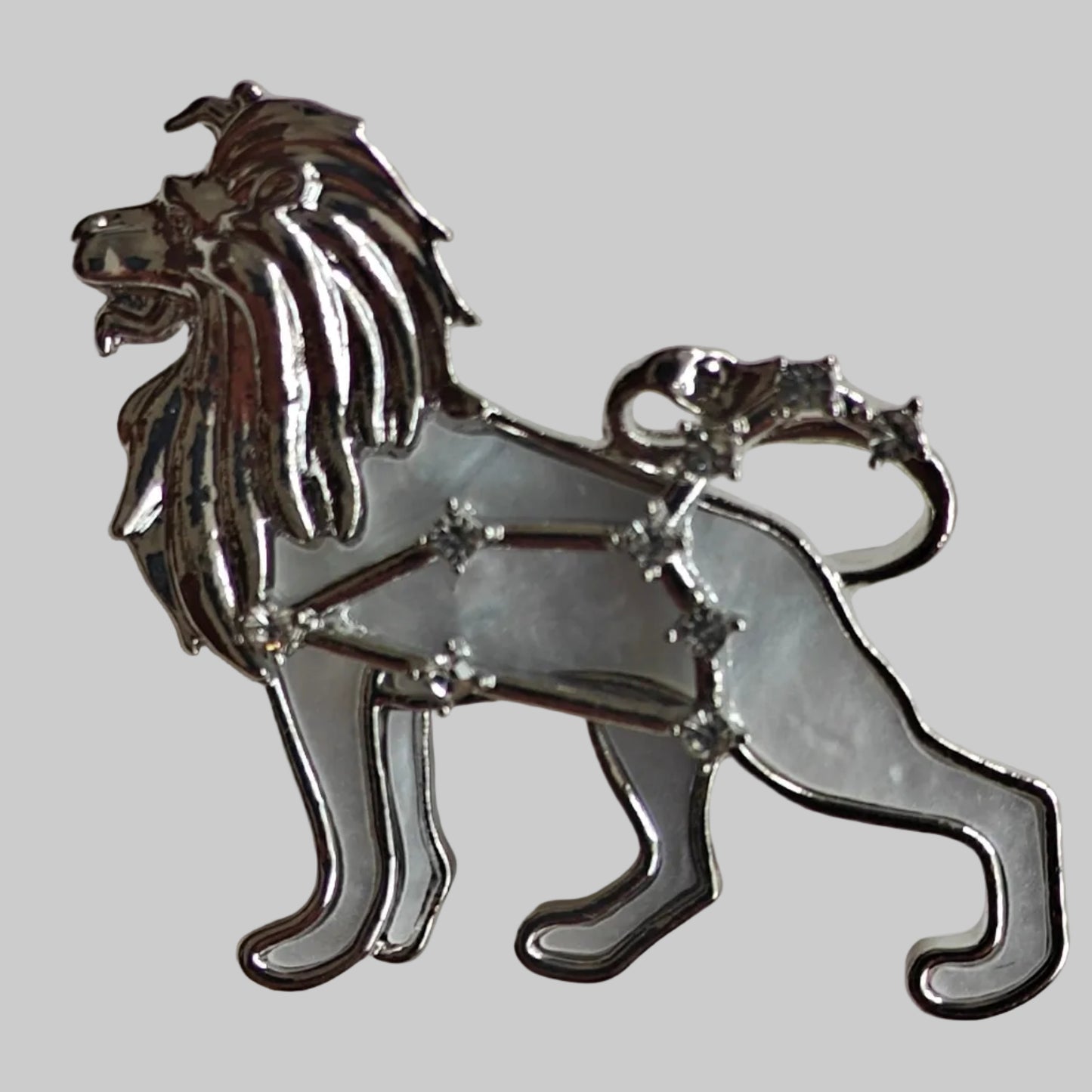 Silver Lion Unisex Brooch