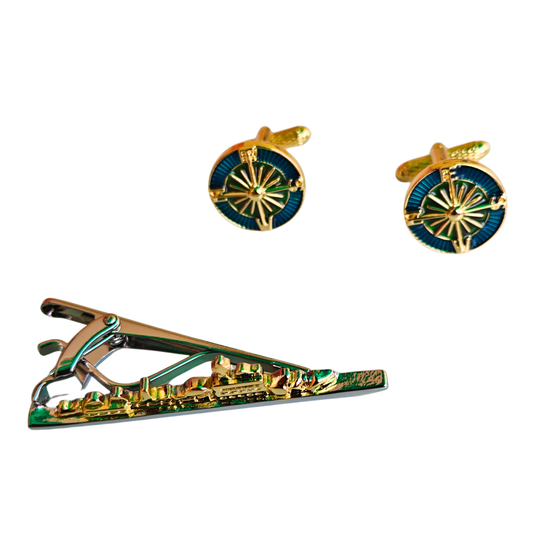 Nautical Cufflinks & Tie Clip Accessory Set