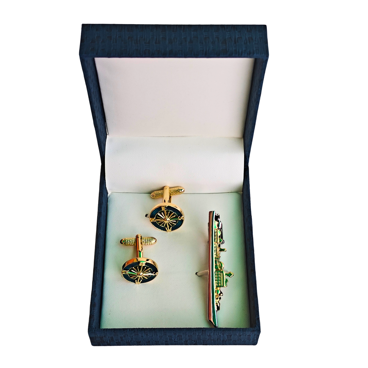 Nautical Cufflinks & Tie Clip Accessory Set