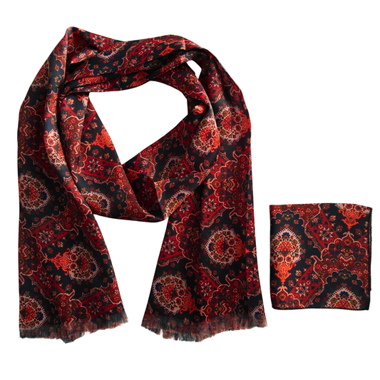 Noire Luxe Scarf & Pocket Square Matching Set