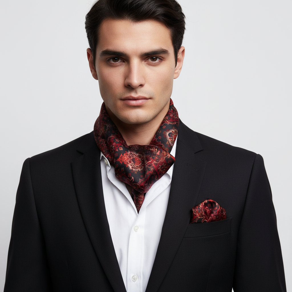 Noire Luxe Scarf & Pocket Square Matching Set