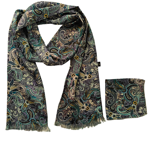 Paisley Grace Scarf & Pocket Square Matching Set