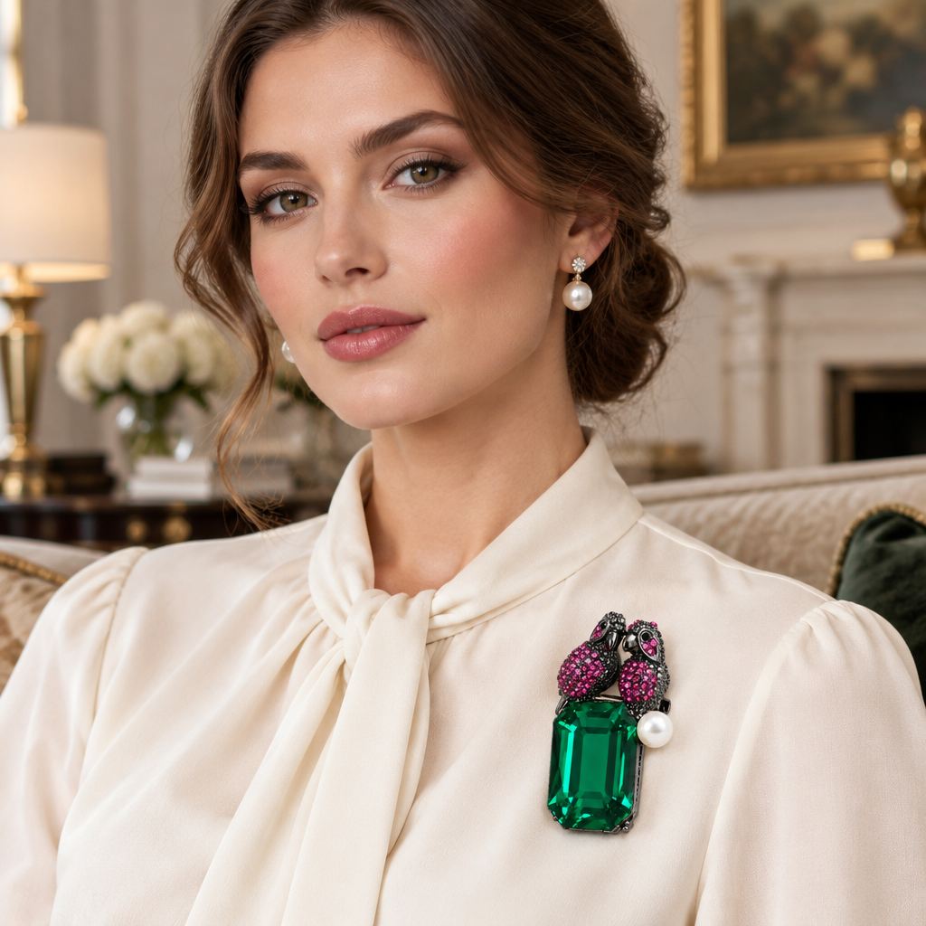 Parrot Pair Unisex Brooch & Lapel Pin