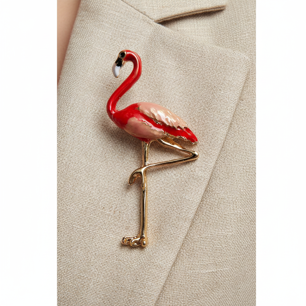 Peach Crane Ladies Brooch