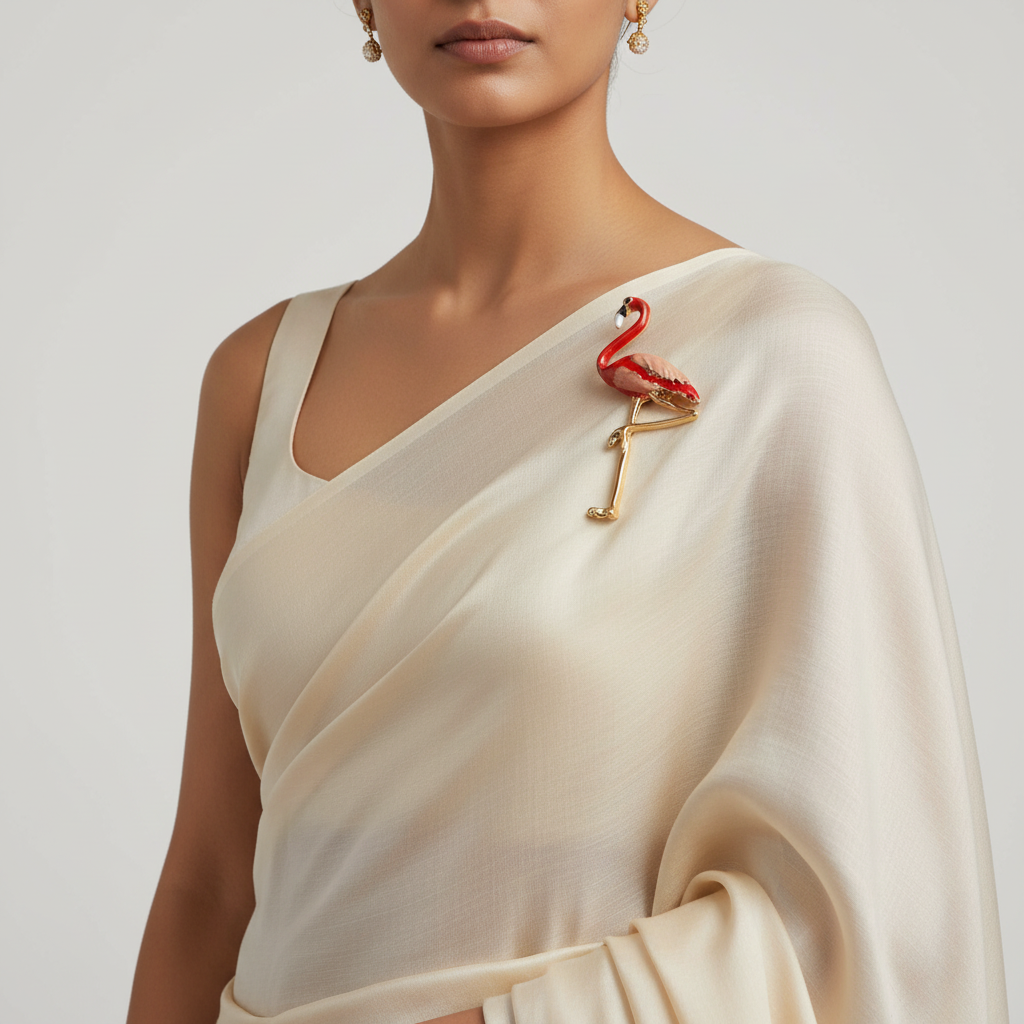 Peach Crane Ladies Brooch