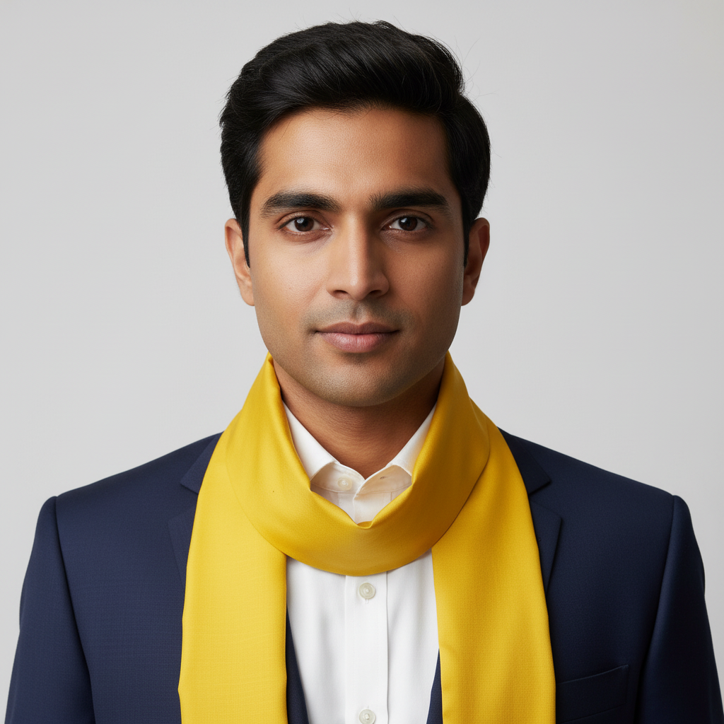 Yellow Solid Colour Silk Scarf