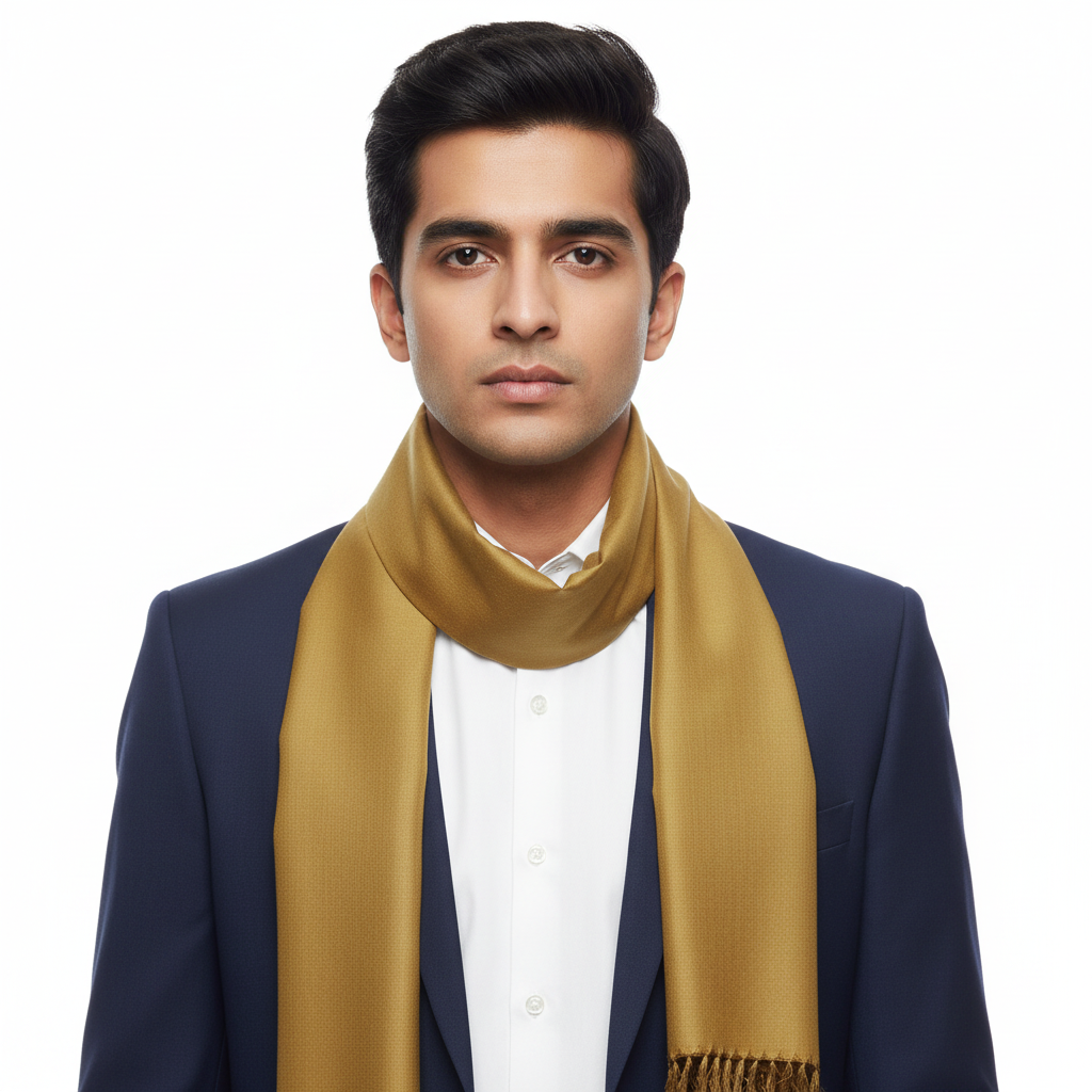 Golden Solid Colour Silk Scarf