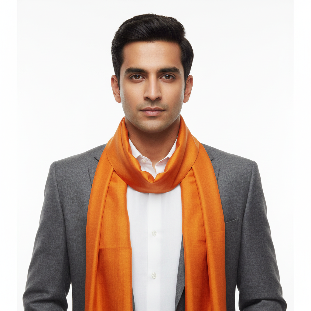 Tangarine Solid Colour Silk Scarf