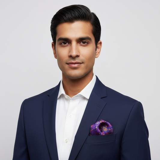 Purple Paisley Pocket Square