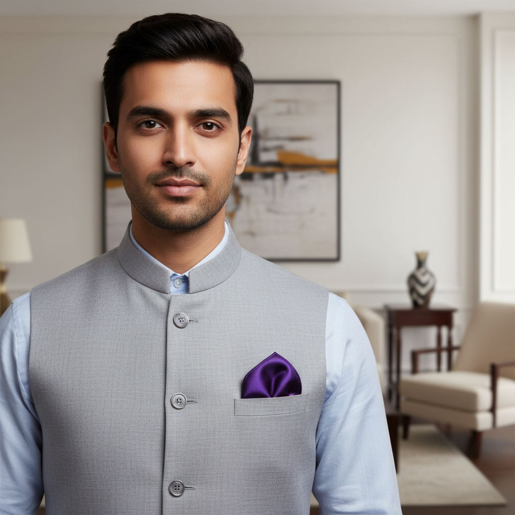 Purple Wisp Pocket Square