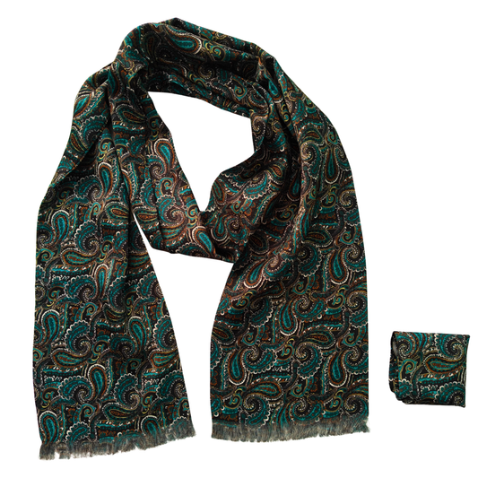 Regal Paisley Scarf & Pocket Square Matching Set