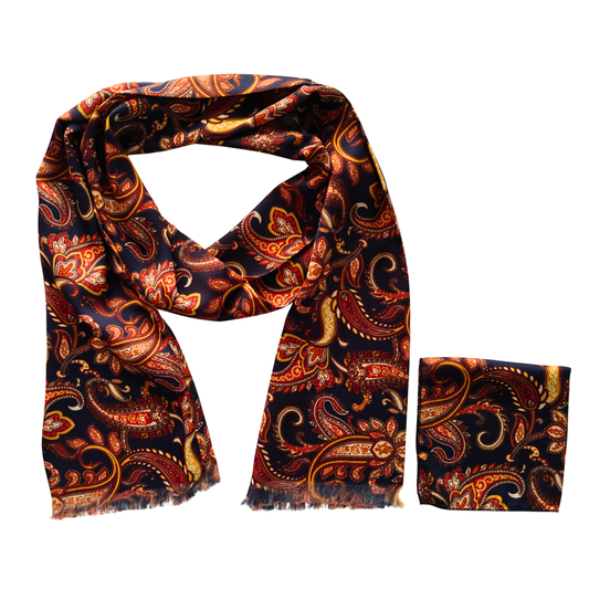 Reginald Paisley Scarf & Pocket Square Matching Set