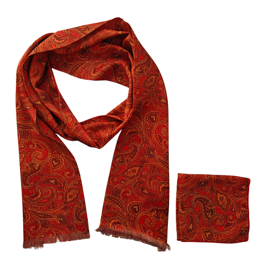 Royal Crest Paisley Scarf & Pocket Square Matching Set