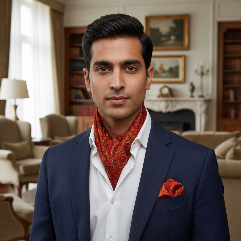 Royal Crest Paisley Scarf & Pocket Square Matching Set