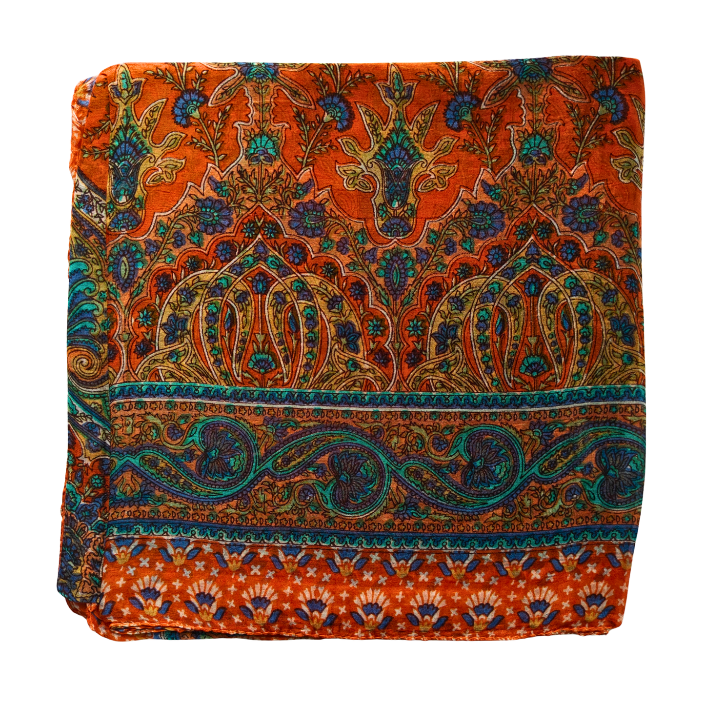 Saffron Bloom Silk Square Scarf