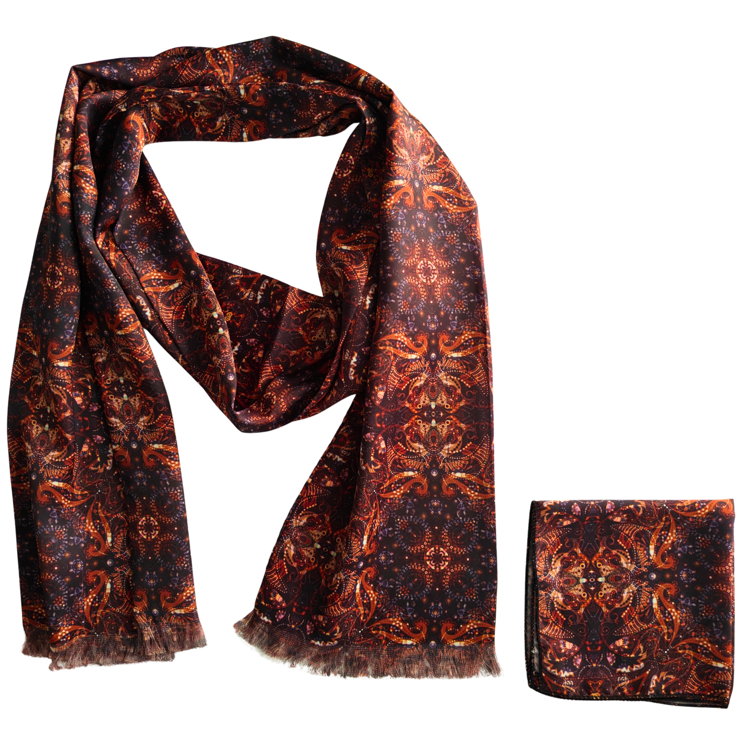 Silken Paisley Aura Scarf & Pocket Square Matching Set
