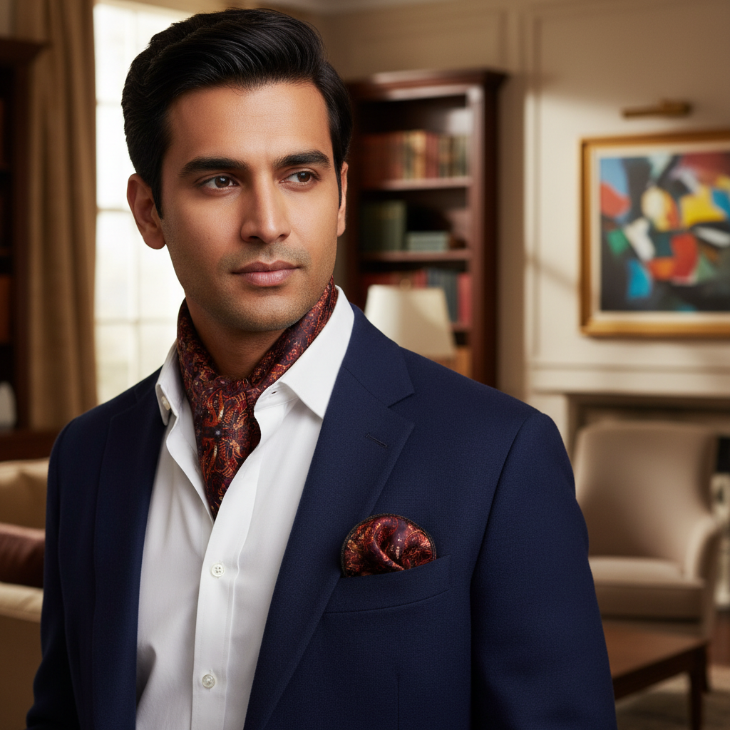 Silken Paisley Aura Scarf & Pocket Square Matching Set