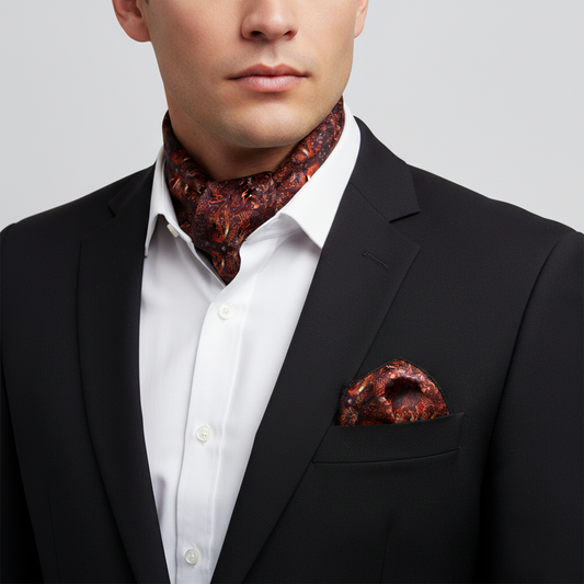 Silken Paisley Aura Scarf & Pocket Square Matching Set