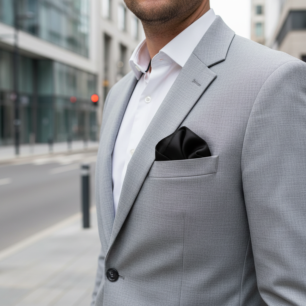 Solid Black Pocket Square