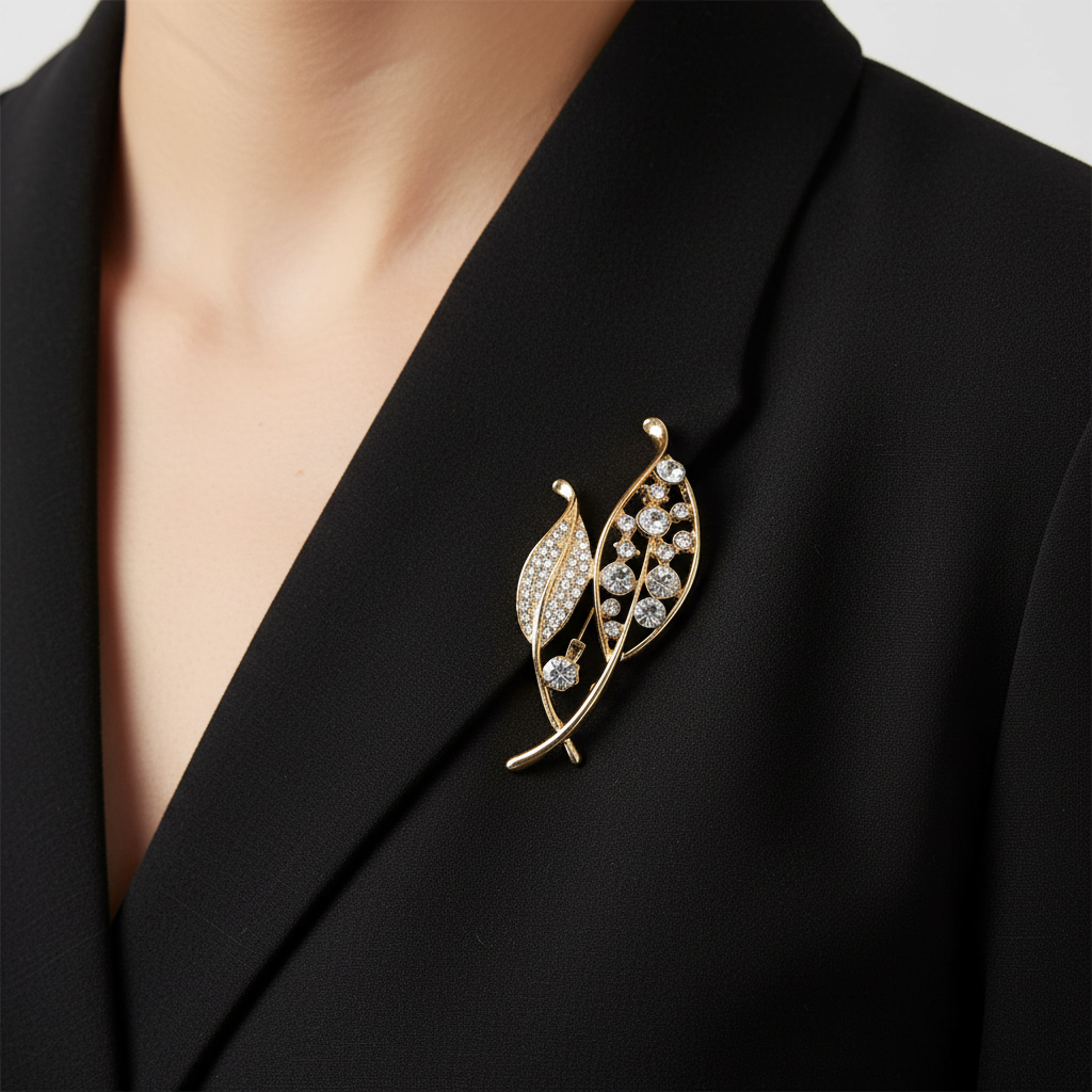Twin Star Leaf Ladies Brooch