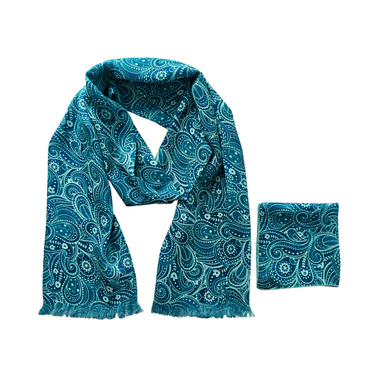 Velour Paisley Whisper Scarf & Pocket Square Matching Set