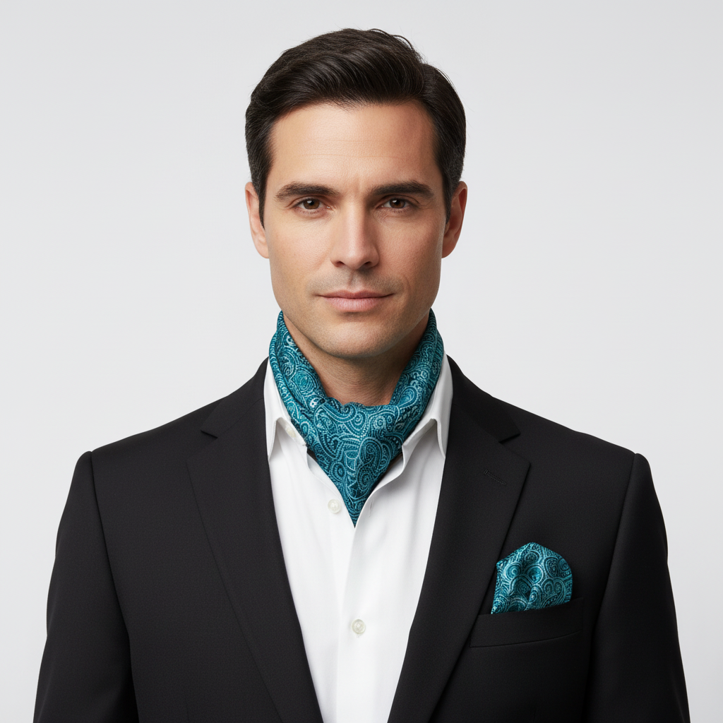 Velour Paisley Whisper Scarf & Pocket Square Matching Set