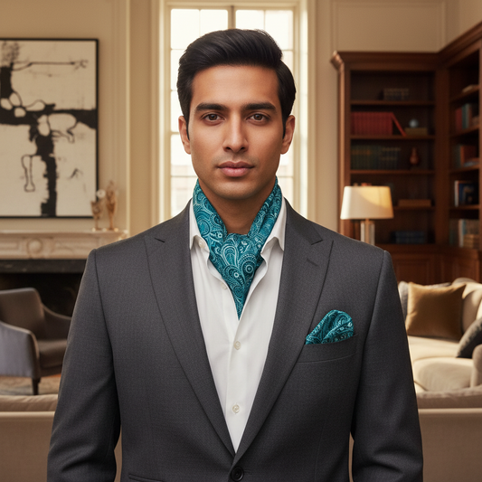 Velour Paisley Whisper Scarf & Pocket Square Matching Set