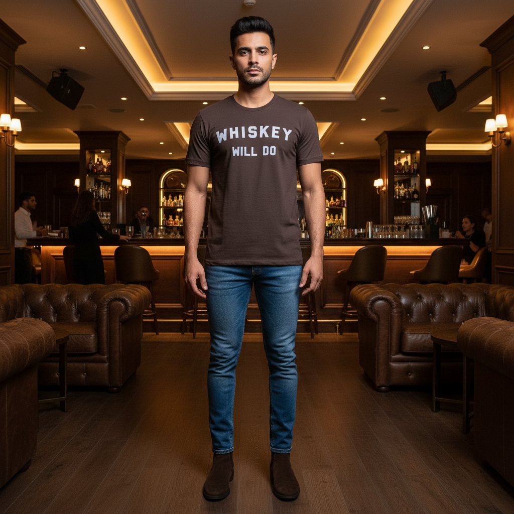 WHISKEY WILL DO cotton slogan T -Shirt
