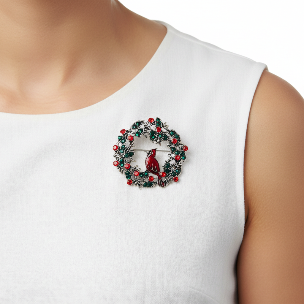 Wreath & Bird Ladies Brooch