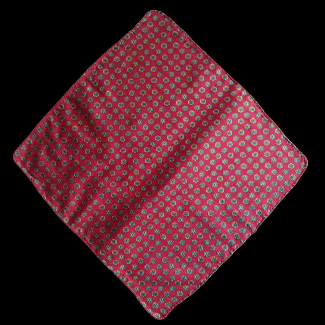 Mansun Hand Block Printed Pure Silk Pocket Square