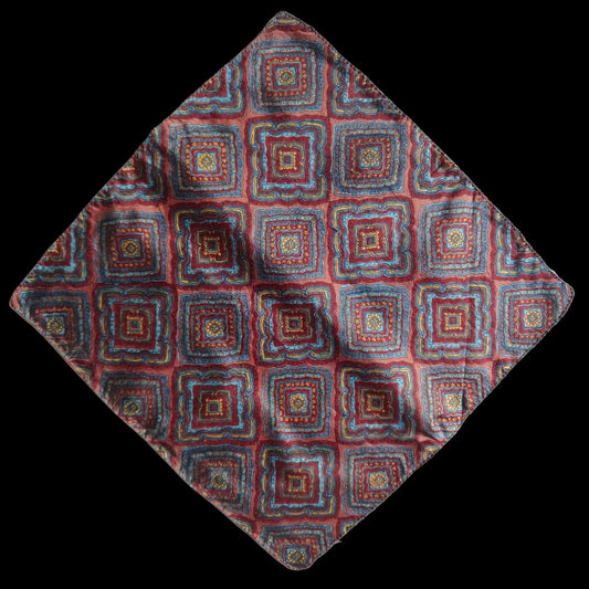 Thierry Hand Block Printed Pure Silk Pocket Square