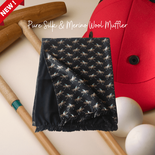Polo Theme Pure Silk & Wool Scarf