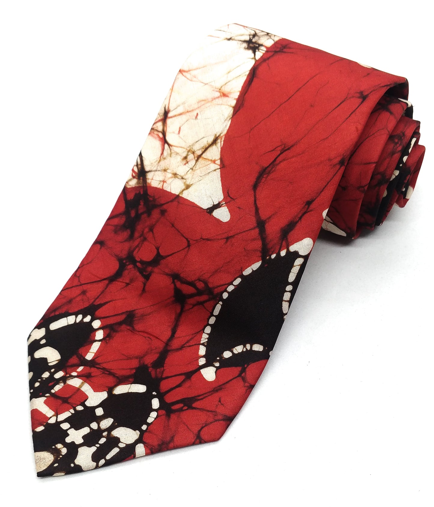 Red Marvel Batik Printed Silk Tie