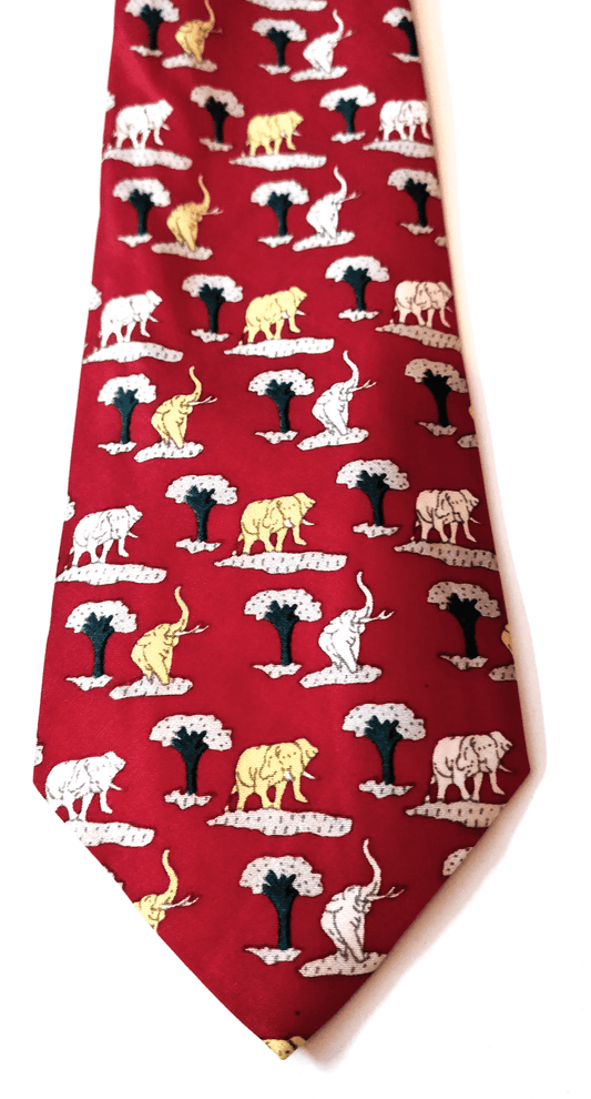 Mughal Elephant Series Red Silk Tie