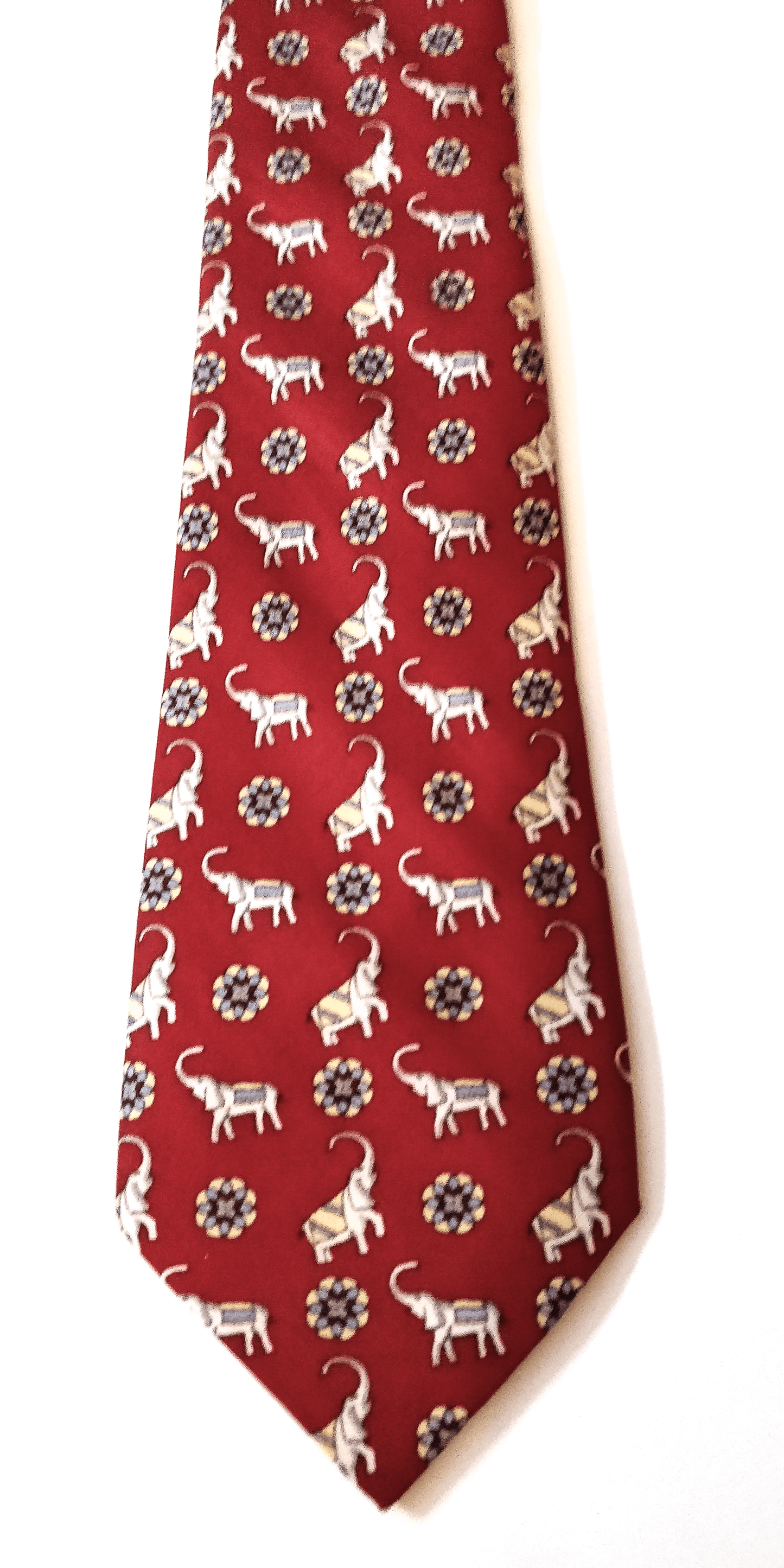 Mughal Elephant Series Red & Gold Silk Tie