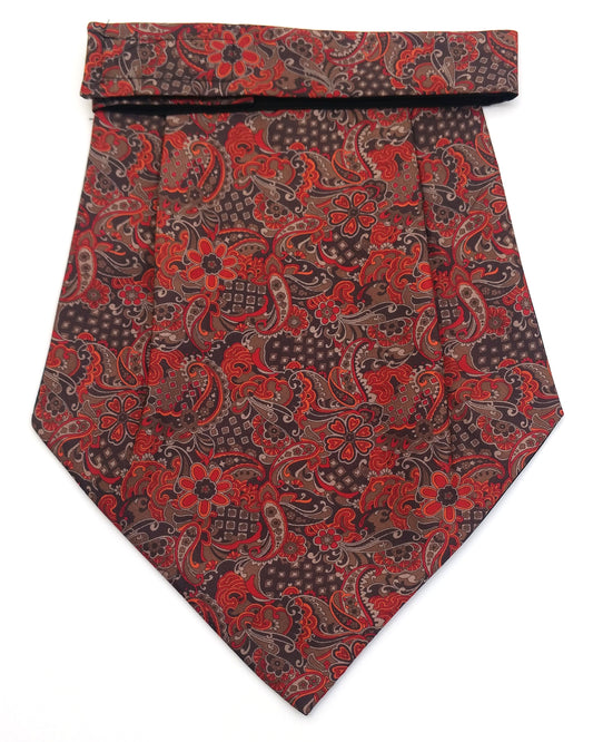 Silk Cravat Brick Red Floral