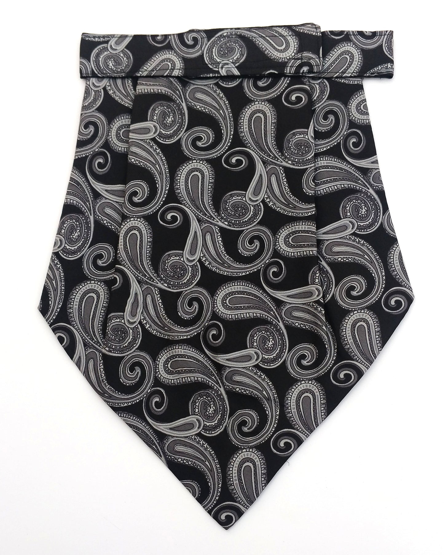 Silk Cravat Black & White Paisley