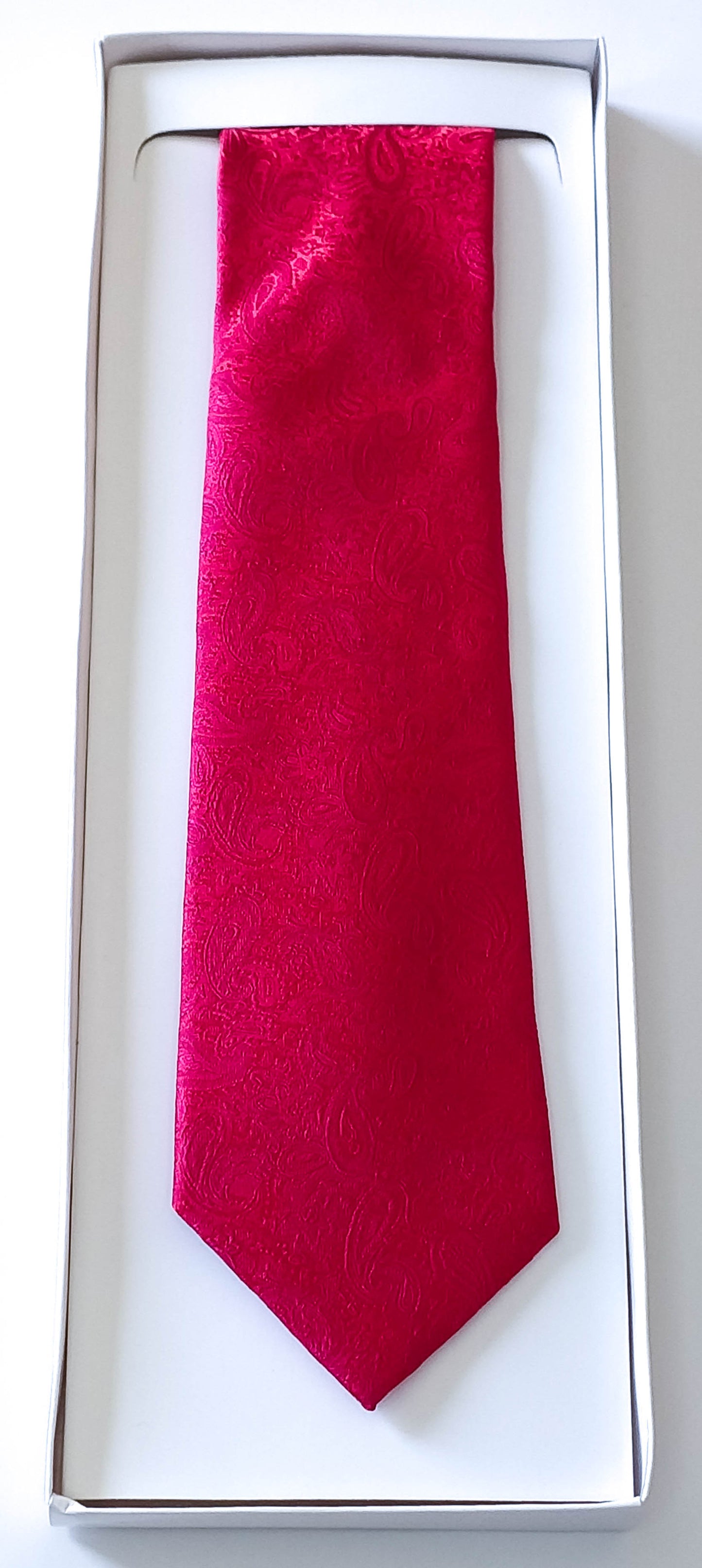 Red Self Paisley Microfibre Tie