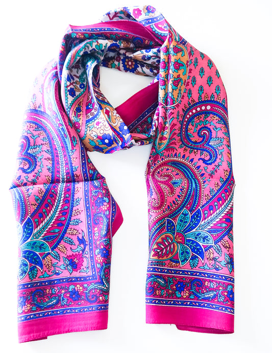 Pink Printed Silk Stole