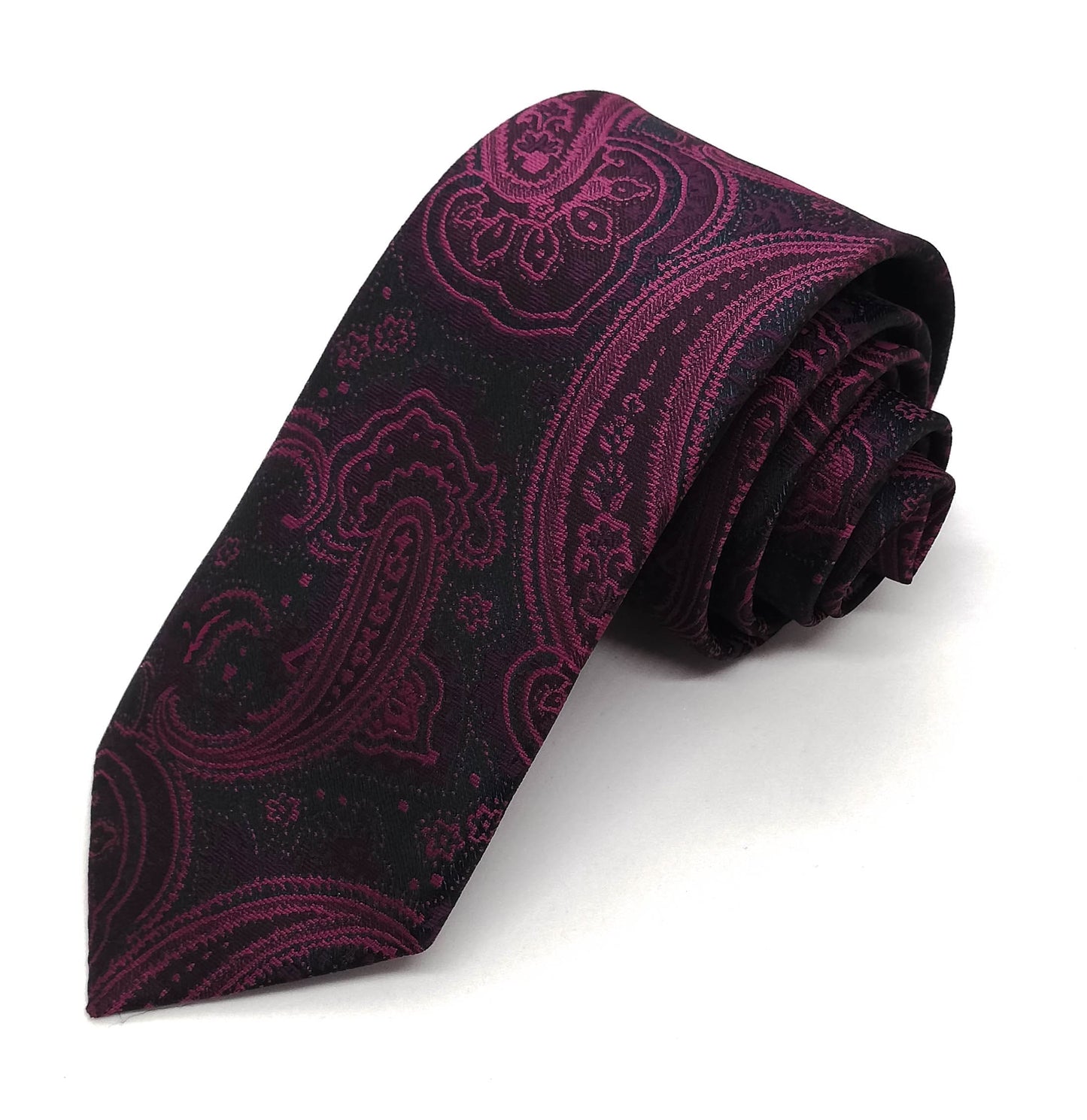 Purple & Black Paisley Microfibre Tie