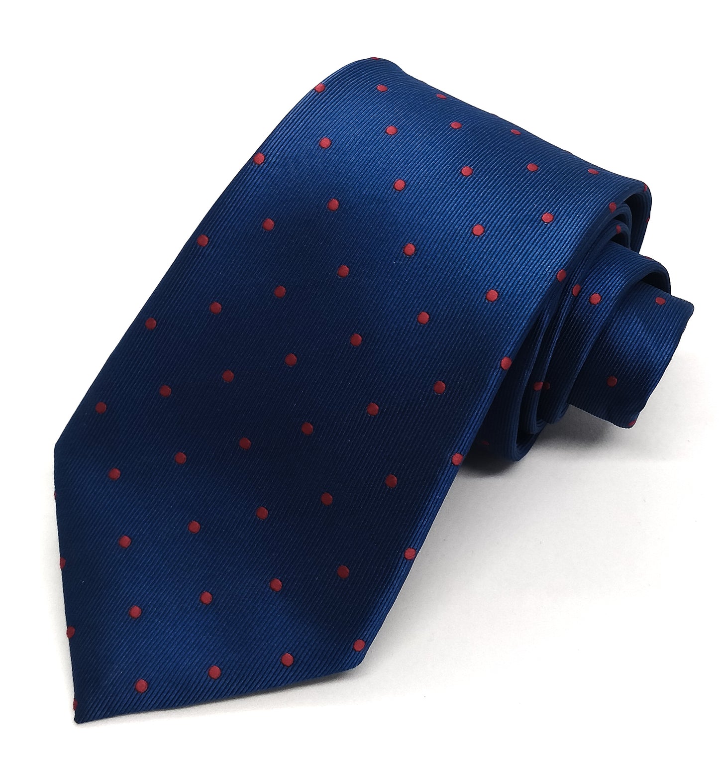 Red Polka on Blue Microfibre Tie